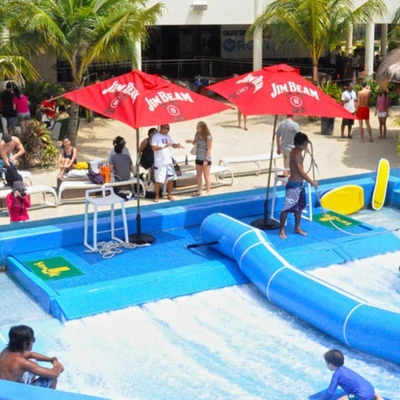 مزدوجة آلة / أعزب Flowrider ركوب المياه الزرقاء الملونة التزلج محاكي مع الألياف الزجاجية المواد
