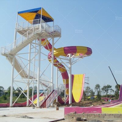 المنزلق المائي من الألياف الزجاجية المقطوعة لـ 2 ركاب - 13.8 متر ارتفاع Vison Waterparks