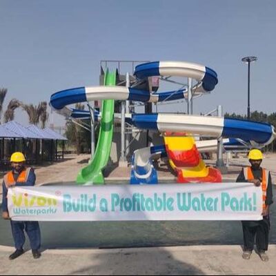 Five Star Hotel Resort Toboggan Fiberglass Water Slide with 21m*15m*8m Size for Amusement Parks