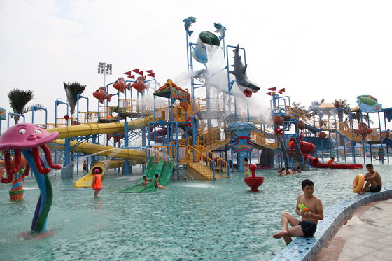 Super Water Play Structure with Hand-laid Fiberglass Flume and Hot-dip Galvanized Steel Structure for Turnkey Support