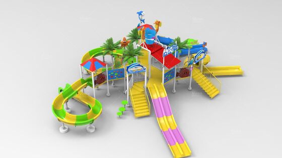 Small Interactive Water House with Hand-laid Fiberglass Flume and Hot-dip Galvanized Steel Structure for Water Park Equipment
