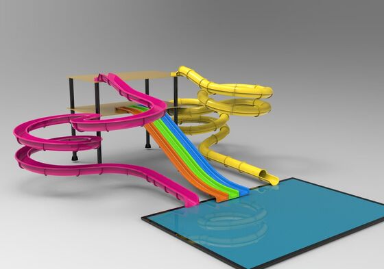 منزلقة مياه حلزونية مخصصة متعددة المسارات للمتنزهات المائية - مصنع مدقق من SGS